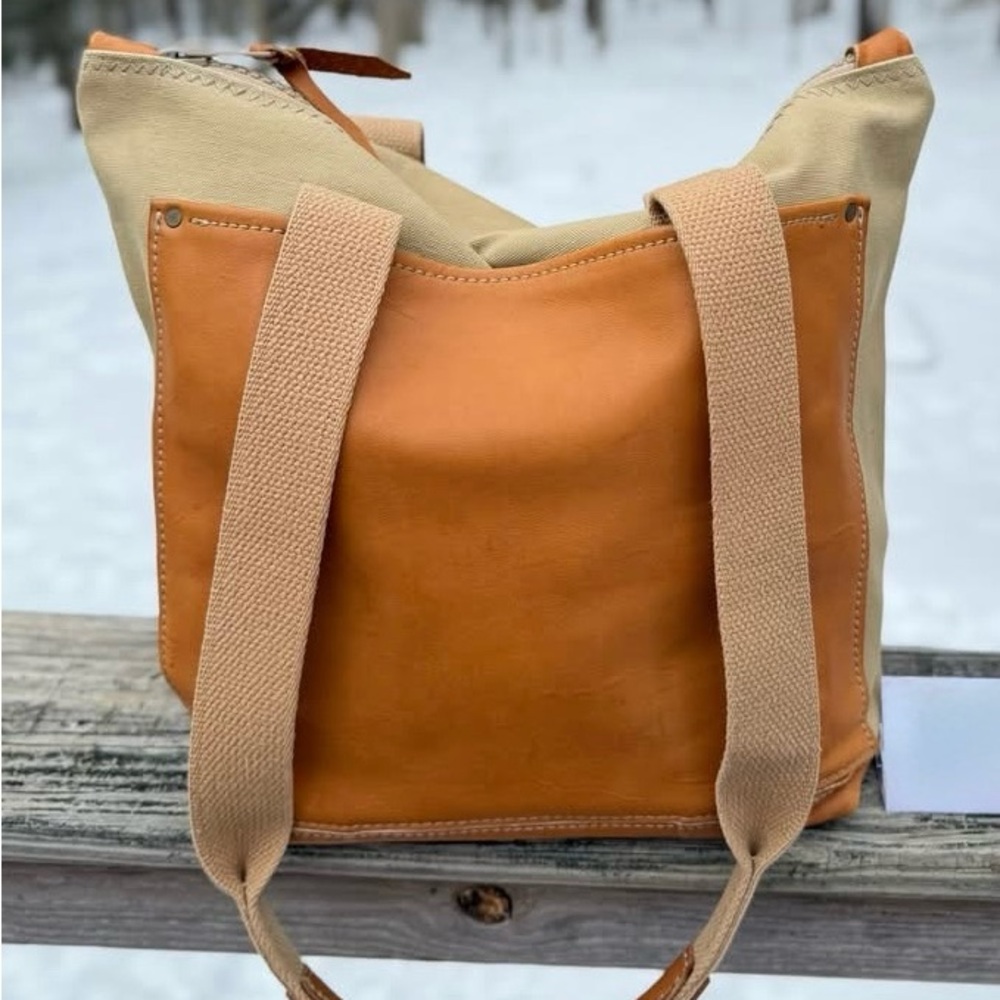 [SOLD] Great Vintage Rust Pond Workshop Tote from East Alton New Hampshire.